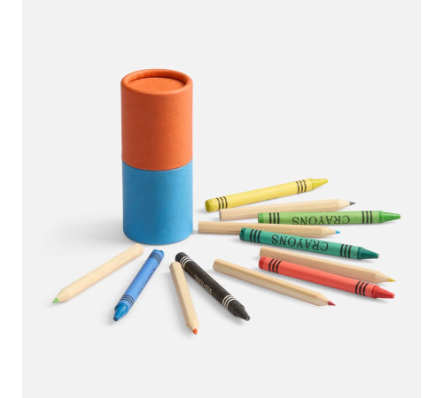 Набор цветных карандашей с мелками Kiddo Tube, голубой с оранжевым