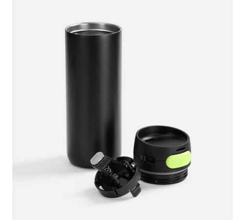 Термостакан X1 с цветной кнопкой, черный с желтым