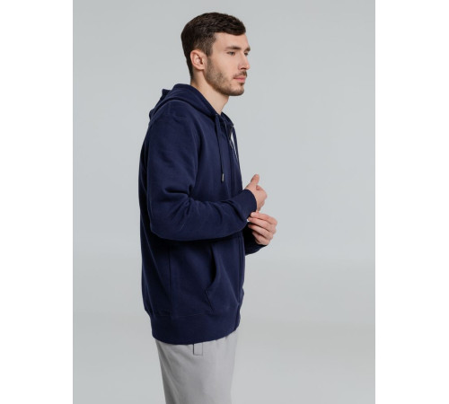 Толстовка на молнии с капюшоном унисекс King, темно-синяя