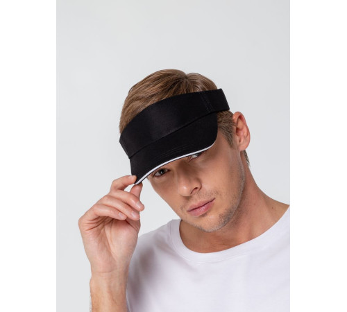 Козырек Active, черный с белым кантом