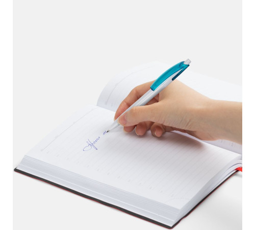 Ручка шариковая Bento, белая с голубым