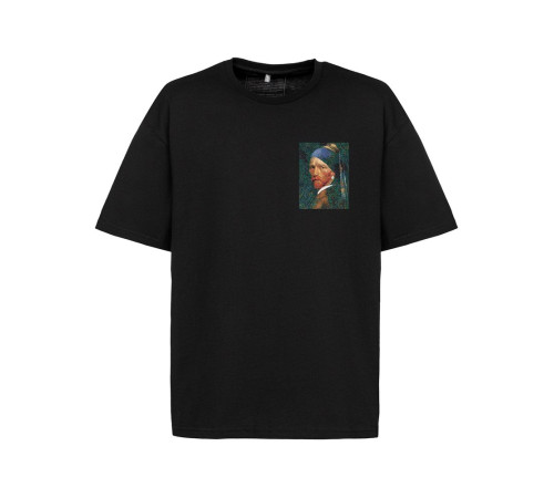 Футболка оверсайз «Мужчина с жемчужной сережкой», черная