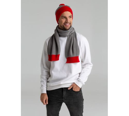 Шарф Snappy, светло-серый с красным