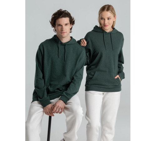 Толстовка с капюшоном унисекс Hoodie, темно-зеленый меланж