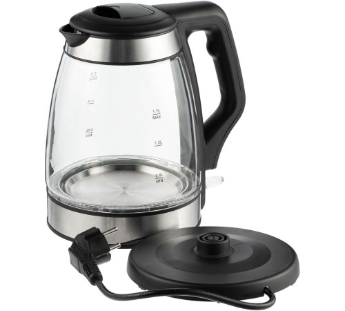 Электрический чайник Lumimore, стеклянный, серебристо-черный