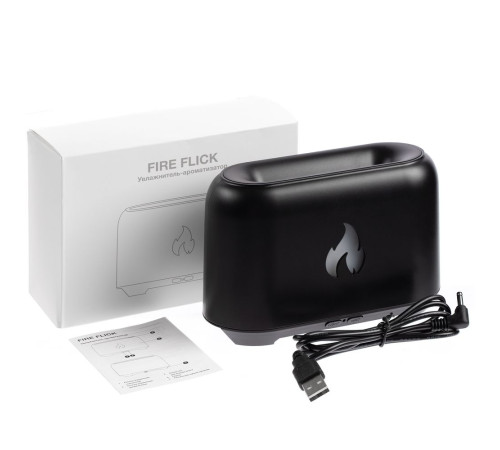 Увлажнитель-ароматизатор Fire Flick с имитацией пламени, черный