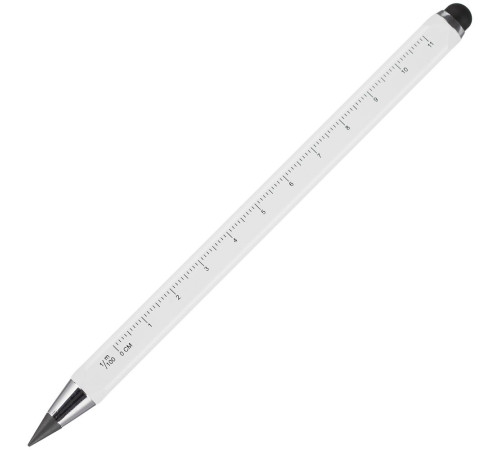 Вечный карандаш Quarta со стилусом и уровнем, белый