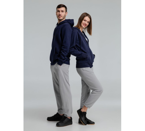 Толстовка на молнии с капюшоном унисекс King, темно-синяя