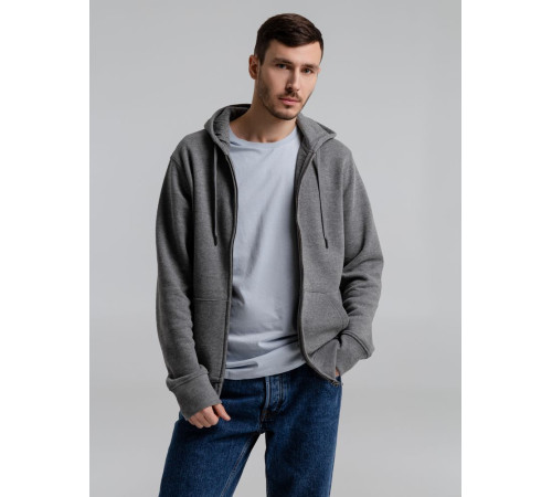 Толстовка на молнии с капюшоном унисекс King, темно-серый меланж