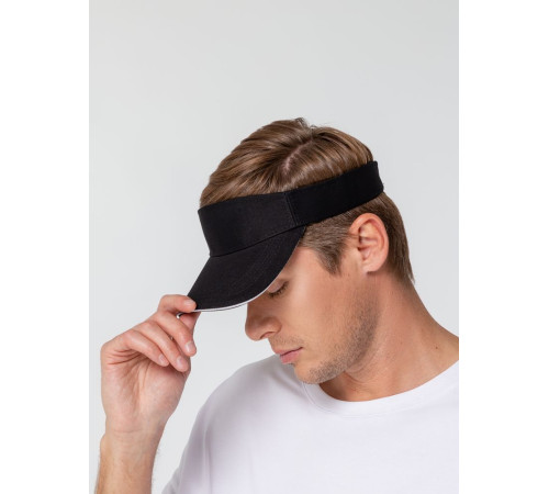 Козырек Active, черный с белым кантом