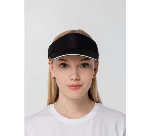 Козырек Active, черный с белым кантом