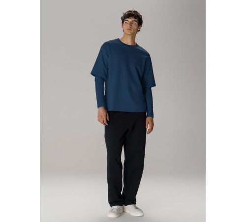 Футболка оверсайз с двойным рукавом Kosmos, темно-синяя