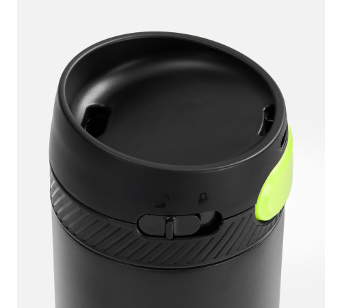 Термостакан X1 с цветной кнопкой, черный с желтым