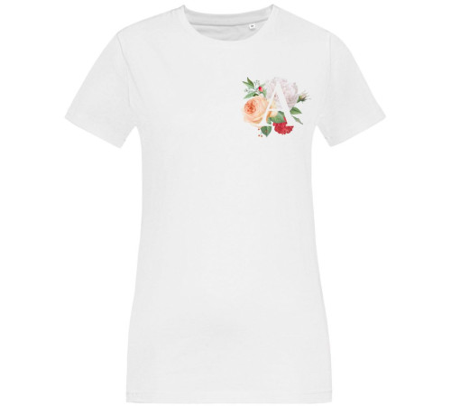 Футболка женская «Цветочная азбука: А», белая