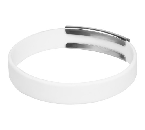 Силиконовый браслет Brisky с металлическим шильдом, белый