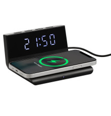 Станция беспроводной зарядки с часами Electron, ver.2, черная