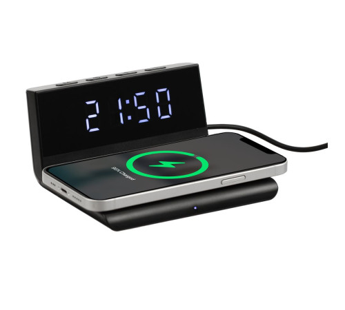 Станция беспроводной зарядки с часами Electron, ver.2, черная