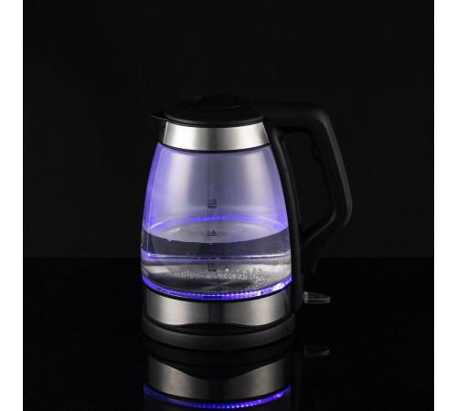 Электрический чайник Lumimore, стеклянный, серебристо-черный