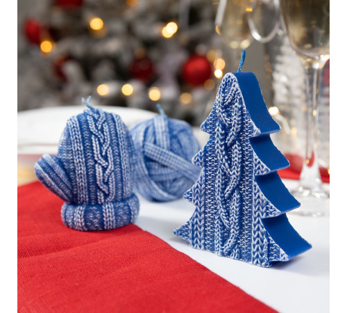 Свеча Kniteam, клубок, синий