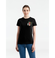 Футболка женская «Цветочная азбука Н», черная