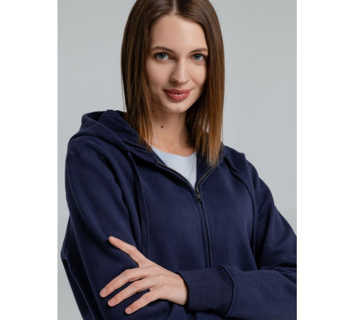 Толстовка на молнии с капюшоном унисекс King, темно-синяя