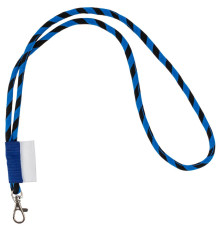 Шнурок для бейджа Tube Long, черный с синим