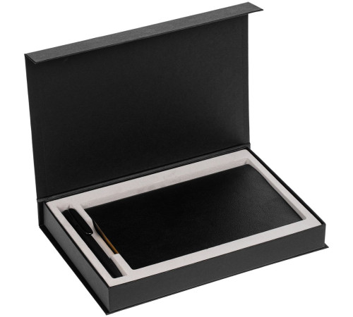 Коробка Silk с ложементом под ежедневник и ручку, ver. 2, черная