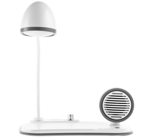 Лампа с колонкой и беспроводной зарядкой Flashback, белая