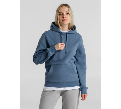 Толстовка с капюшоном унисекс King, серо-синяя