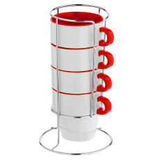 Набор из 4 кружек Inset с подставкой, красный