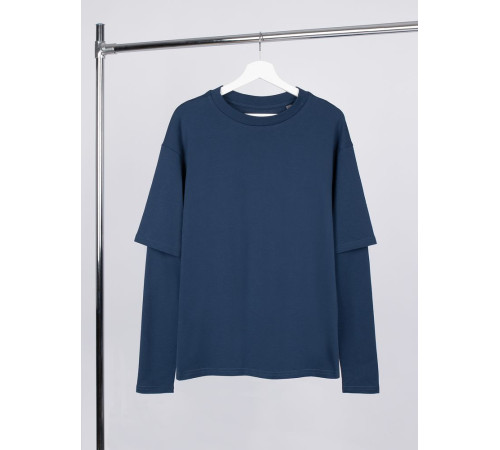 Футболка оверсайз с двойным рукавом Kosmos, темно-синяя