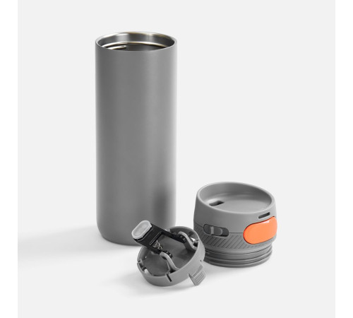 Термостакан X1 с цветной кнопкой, серый с оранжевым