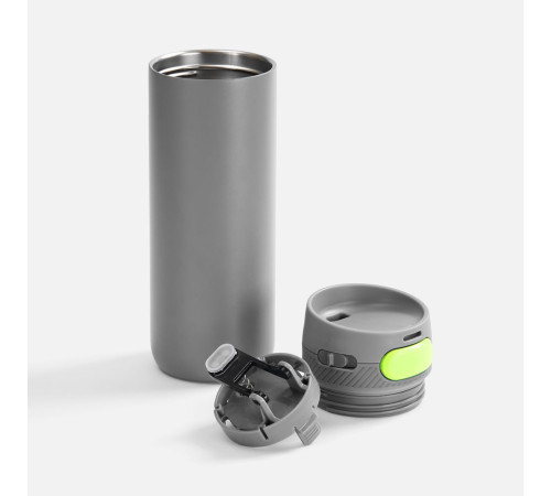 Термостакан X1 с цветной кнопкой, серый с желтым