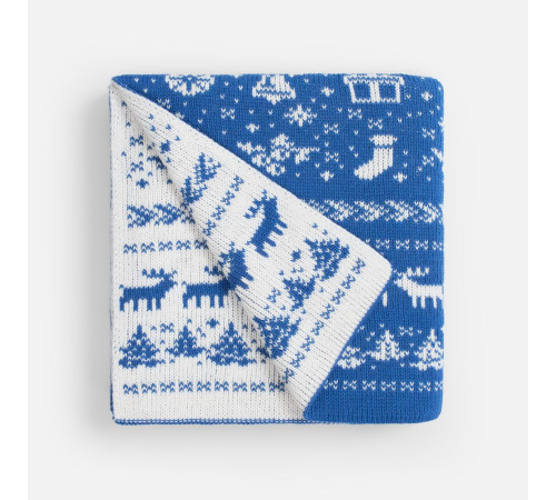 Плед Holidale, синий с молочным