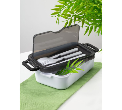 Ланчбокс Pranzo, белый с черным