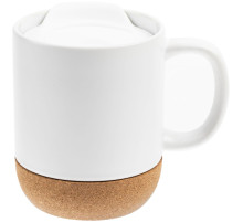 Кружка с пробковой подставкой Corky Walk для сублимационной печати, матовая, белая