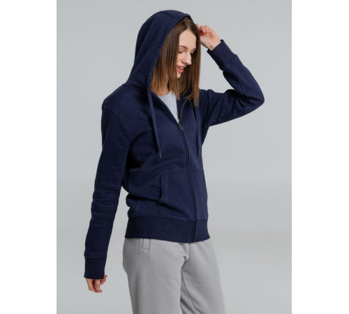 Толстовка на молнии с капюшоном унисекс King, темно-синяя