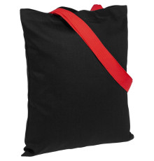 Холщовая сумка BrighTone, черная с красными ручками