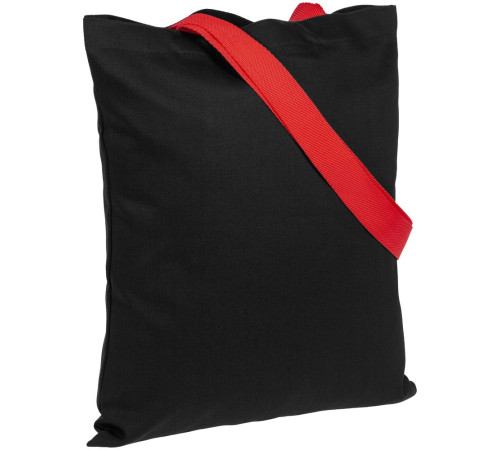 Холщовая сумка BrighTone, черная с красными ручками