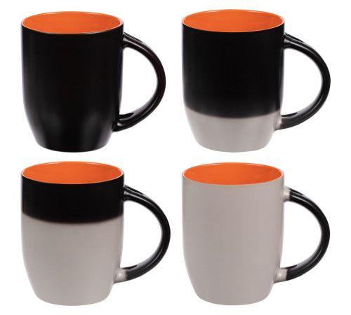 Кружка-хамелеон Melty с ложкой, черная с оранжевым