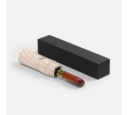 Зонт складной Cloudburst в подарочной упаковке, бежевый