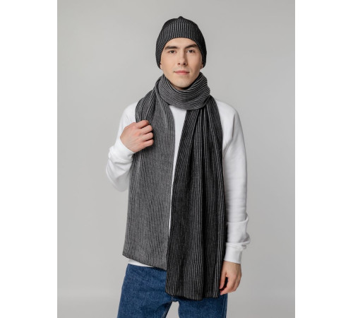 Шарф Nobilis, черный с серым меланжем