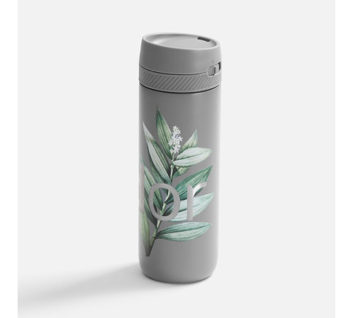 Термостакан X1 с цветной кнопкой, серый с белым