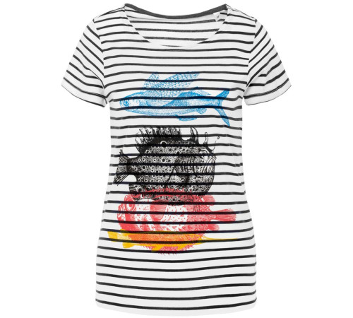 Футболка женская «Морские обитатели», белая с темно-синим