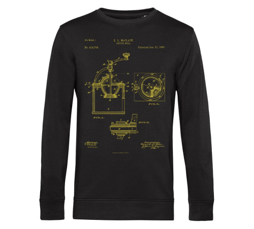 Свитшот Old Patents. Coffee Mill, черный