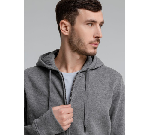 Толстовка на молнии с капюшоном унисекс King, темно-серый меланж