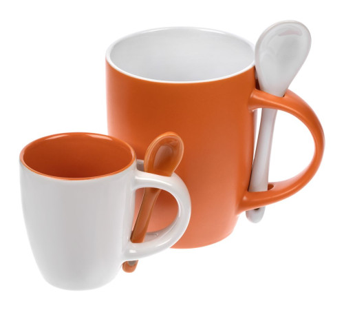 Кофейная кружка Pairy с ложкой, оранжевая