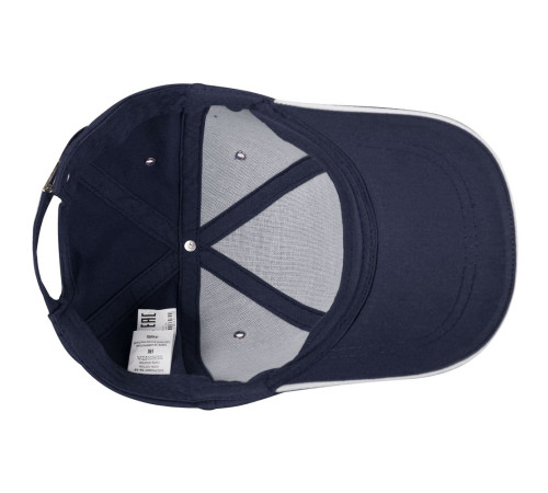 Бейсболка Canopy, темно-синяя с белым кантом