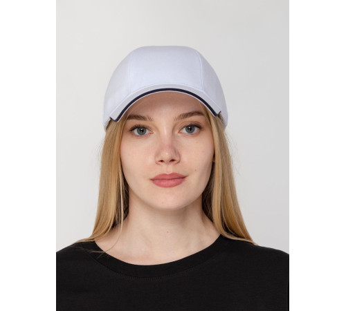 Бейсболка Canopy, белая с темно-синим кантом