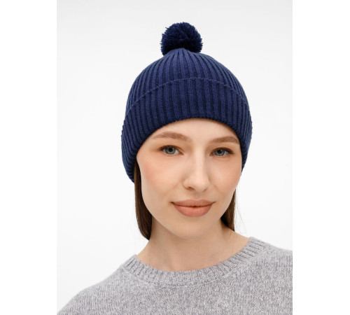 Шапка Catch Match с помпоном, темно-синяя